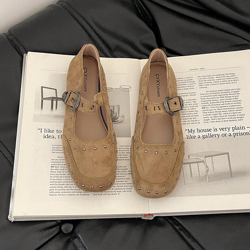 Retro word with square head Mary Jane shoes girl 2025 summer new French fairy with skirt versatile light mouth single shoes