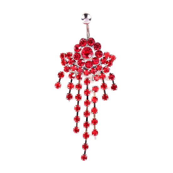 

Женщины горный хрусталь кисточка пупка кольцо пупка пирсинг ювелирные изделия красный