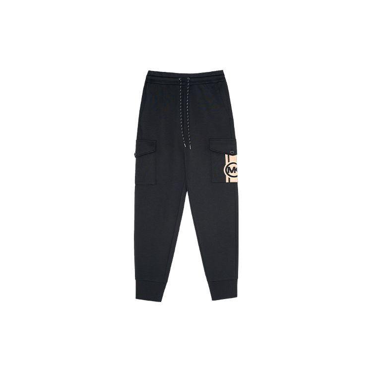 Michael Kors Ss22 Logo Letter Print Drawstring Cuffed Knit Joggers Men bottoms Black CU251081X4001 M