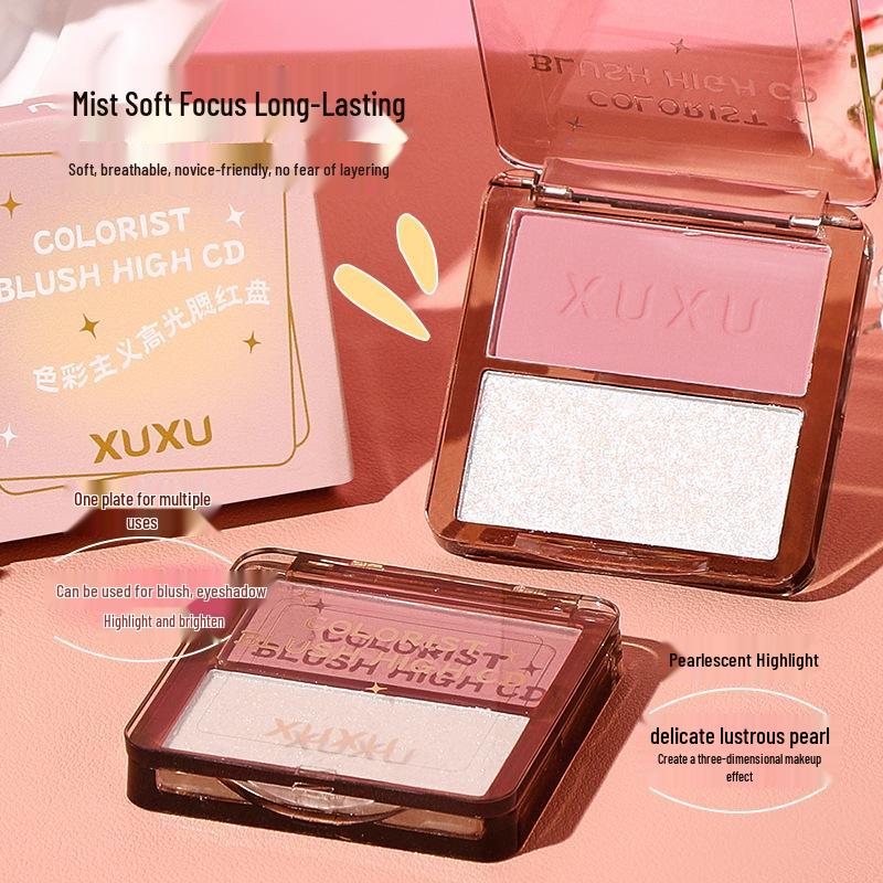 XUXU Colorism Highlighter & Blush Palette: Matte Brightening Multi-use Face Palette for Women.