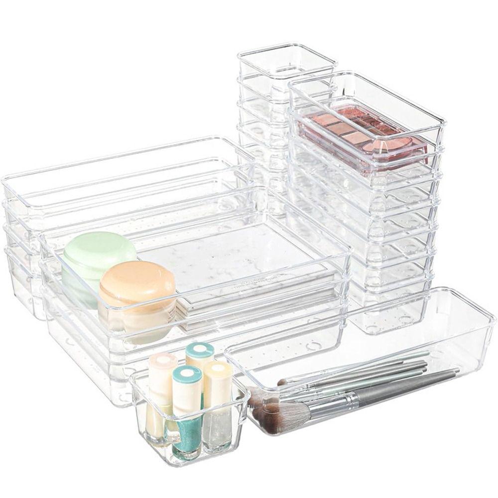 Plastikowe Przezroczyste Pudełka na Kosmetyki Przegródki Przezroczyste Układane w Stos Przegródki do Szuflad Dekoracja Wielofunkcyjne Pudełko Szufladowe na Biurko