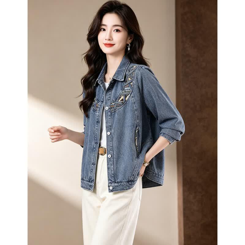 D.F.DEAR Women's Short Casual Denim Jacket