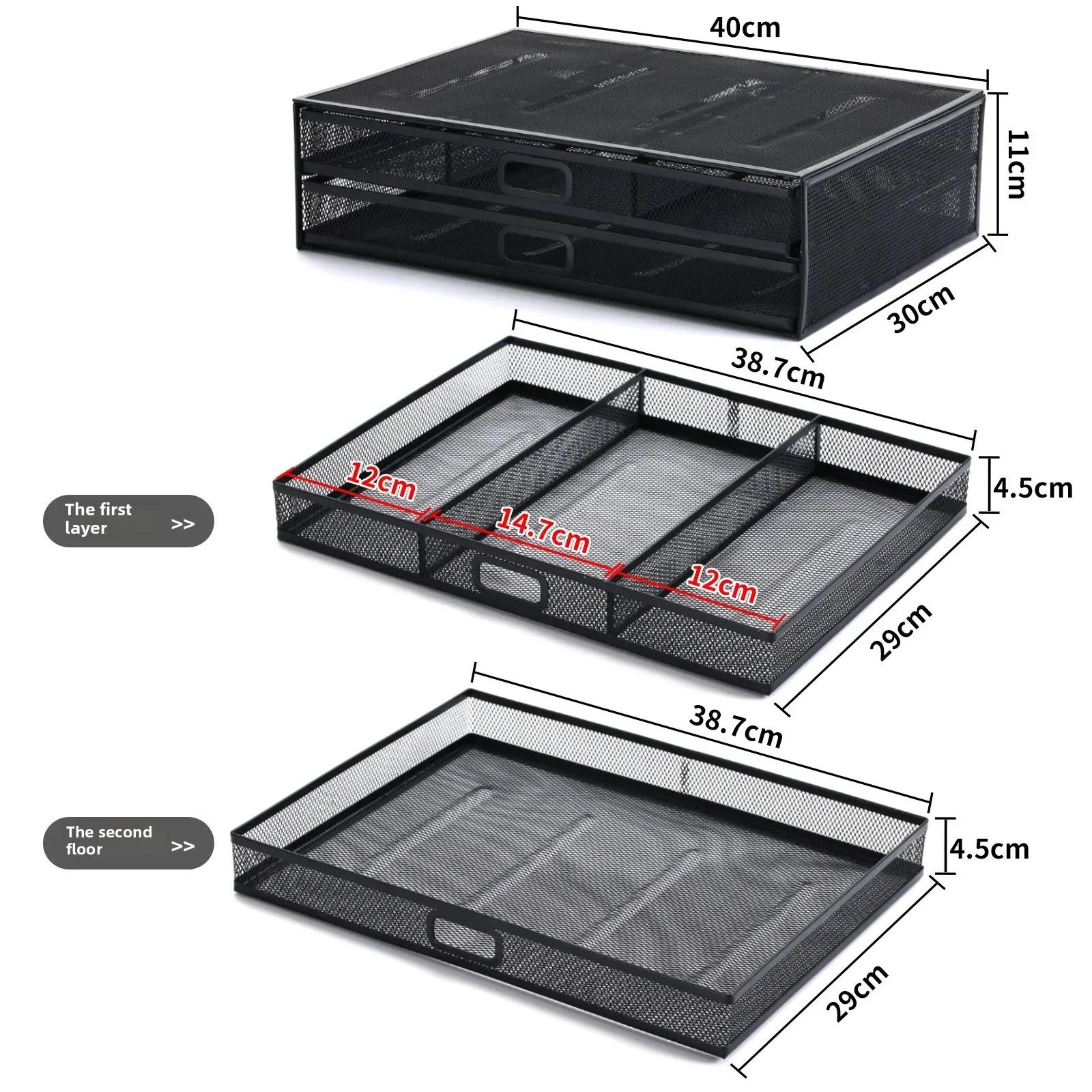 Metal Computer Stand Multi-Functional Heat Dissipation Heightening Rack Office Desktop Double Layer Drawer Style Storage Rack