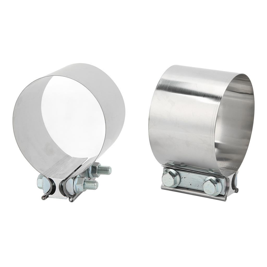 2 Stück Stoßverbindungs-Auspuffhülsenklemmen Edelstahl Schalldämpfer-Bandschellen mit Schrauben für 4-Zoll-Rohr