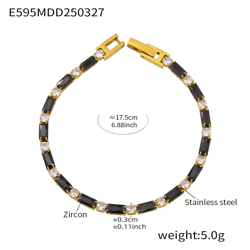 316 Stainless Steel Gold-Plated Luxury Bangle for Women Fashion Square Round Colorful Zirconia Bracelet Female Charms Zircon