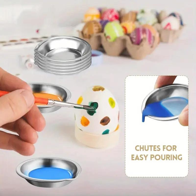 12pcs Pour Mouth Palette Stainless Steel Small Round Paint Tray Artist Watercolours Paint Mixing Palette Tray For Artist