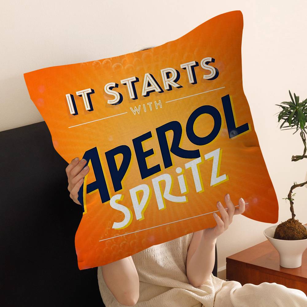 A-Aperol S-Spritz Pillow Cushion Cover Pillowcase Living Room Sofa Home Decor