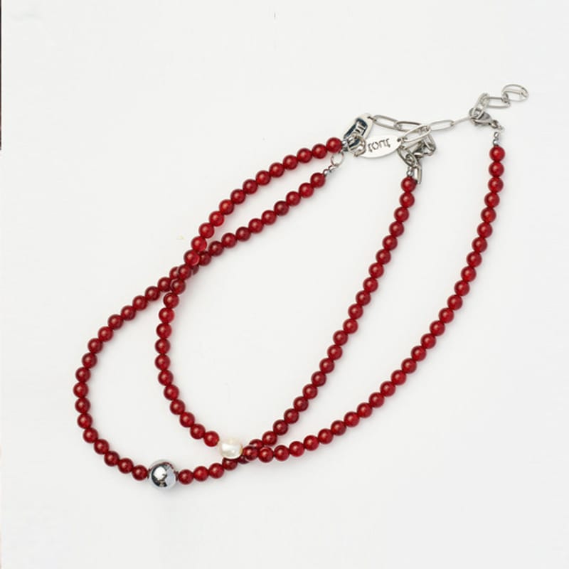 Tout Red Brick Ball Necklace