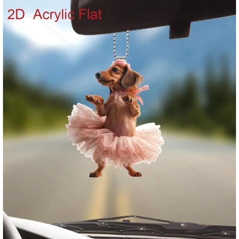 Car Rearview Mirror 2d Cat Hanging Pendant  Animal Shape Ornaments Backpack Accessories Cretive Adorns Decorative Decor for Car