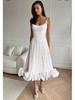 Women's Summer Pleated Suspender Dress - European & American Style Long Skirt