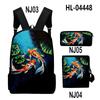 Classic Novelty Cool Koi Carp 3D Print 3pcs/Set Pupil School Bags Laptop Daypack Backpack Inclined Shoulder Bag Pencil Case