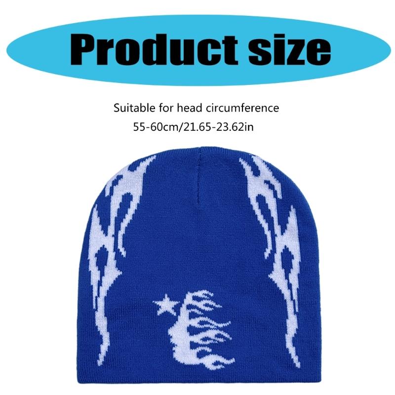 Knitted Beanies Hat for Women Men Popular Pattern Skull Hat Handmade Crochet Hat 2000s Hiphop Hat Casual Street Headwear