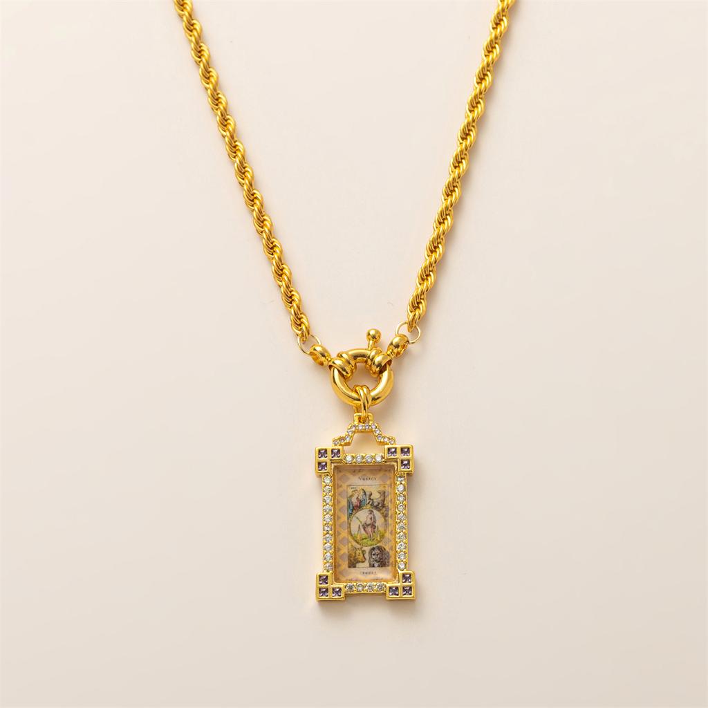 Bohemian Style, Generous Card, Tarot Card Necklace, Women's Sun, Moon, Demon's Eye Necklace, Gold-plated and Color Preserved
