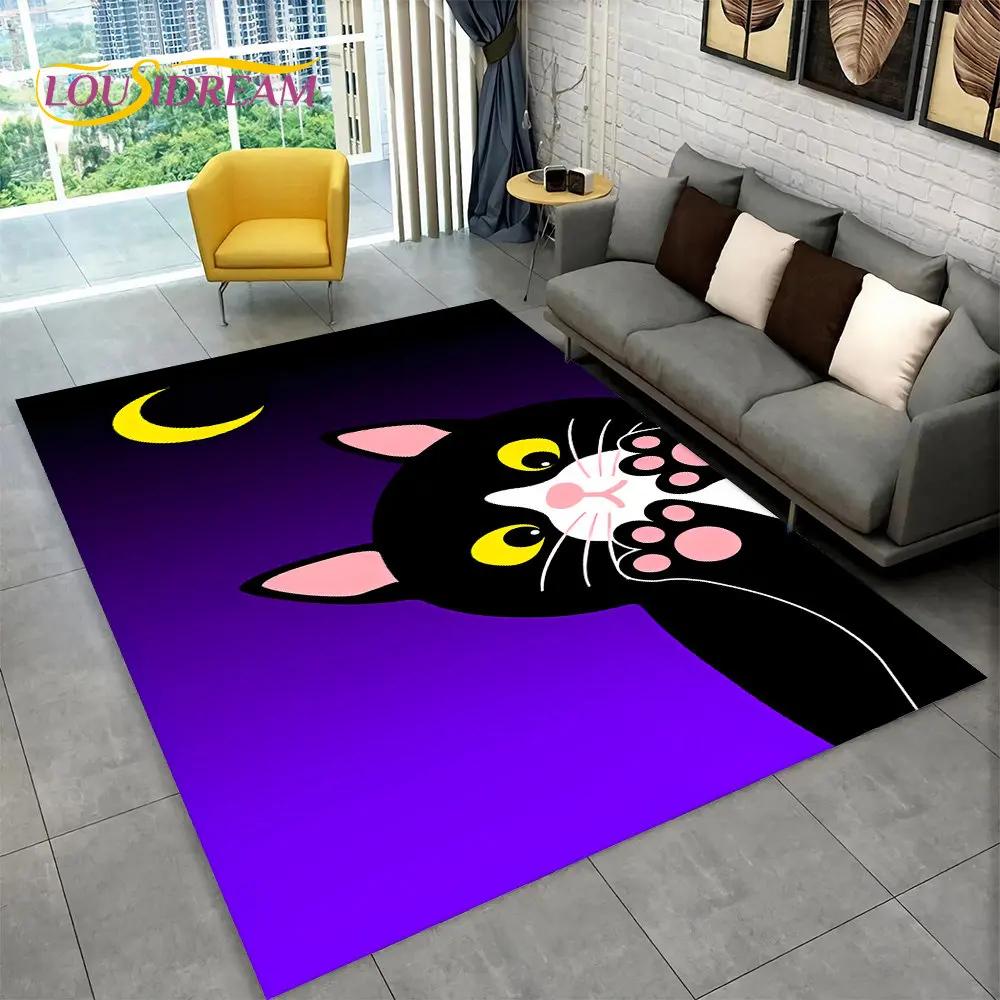 Cute Cat Cartoon Area Rug,Carpet Rug for Living Room Children's Bedroom Sofa Doormat Decor,Kids Play Crawling Non-slip Floor Mat