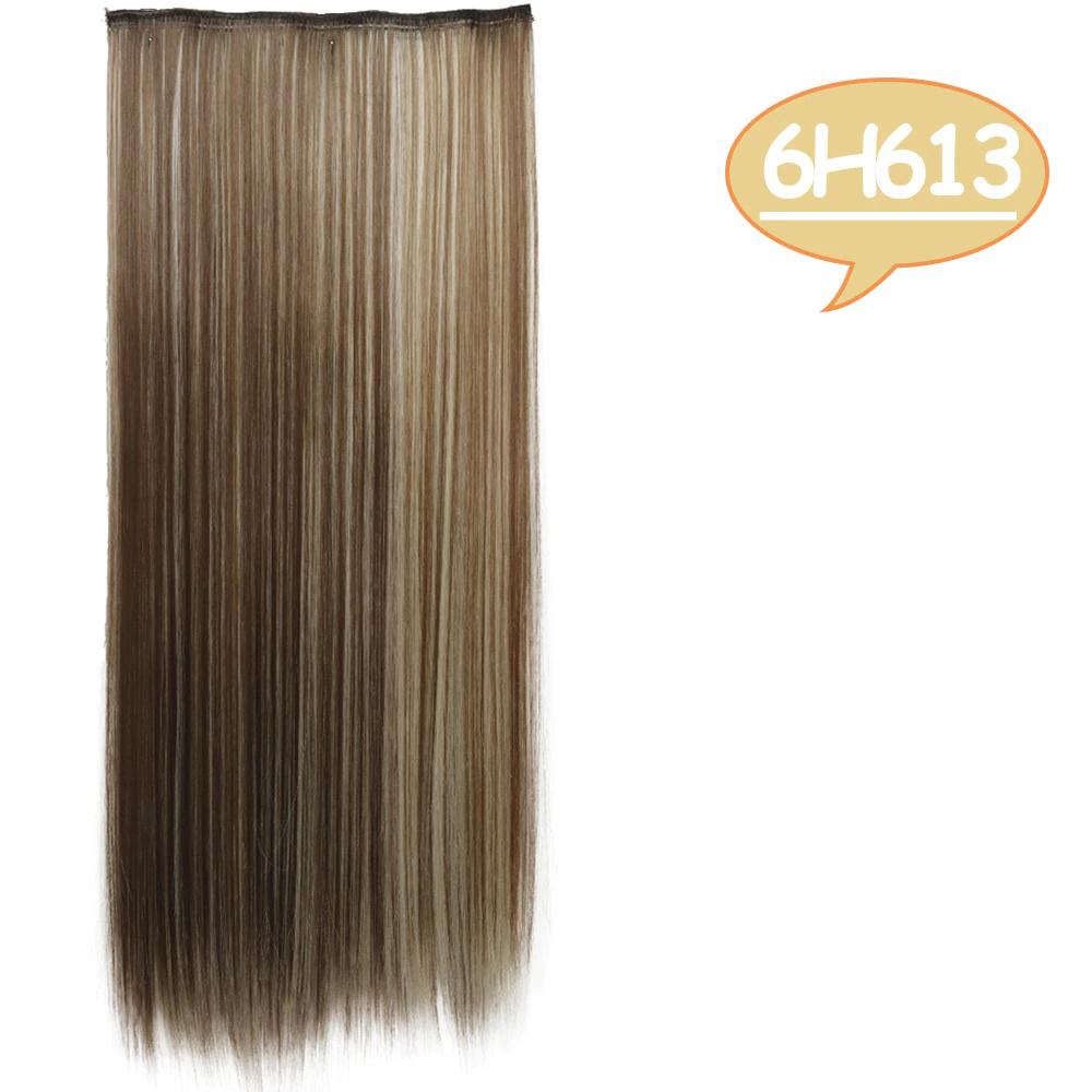 MISS WIG Lange bølgete frisyrer Syntetisk 5 Clip In Hair Extension 22 Tommer/32 Tommer Varmebestandige hårstykker Brun Svart