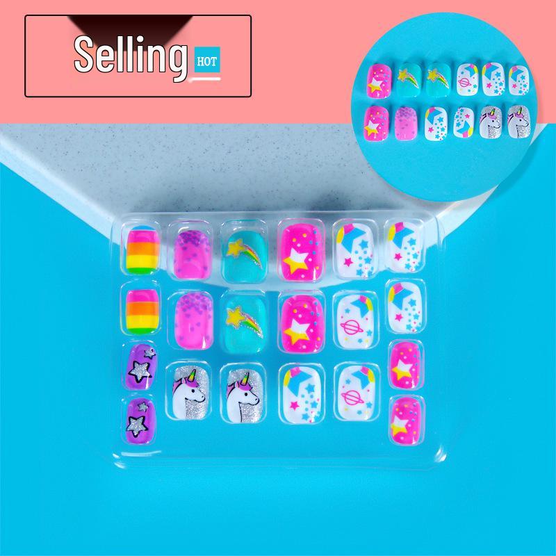 

Cute Cartoon Kids Nail Art Tips Set - Ready-to-Wear 3D Printed False Nails