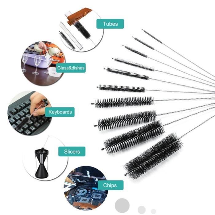 Jzk® 10 x brosse de nettoyage de tuyaux de brosse nettoyant à tube en nylon