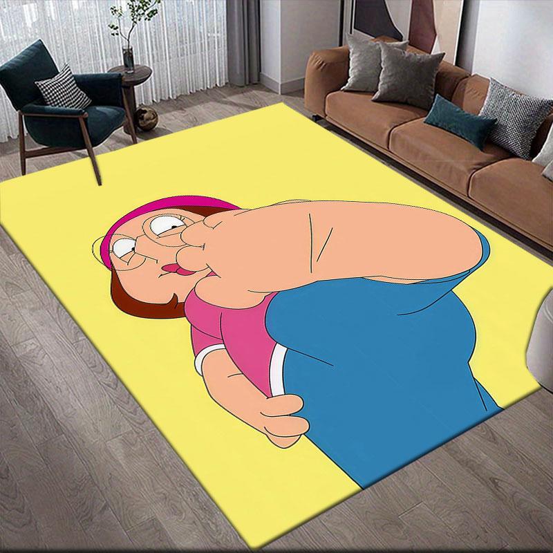 Meg Griffin Flannel Printed Carpet, Home Sofa Decoration for Living Room & Bedroom, Non‑Slip Play Flannel Floor Mat for Game Room
