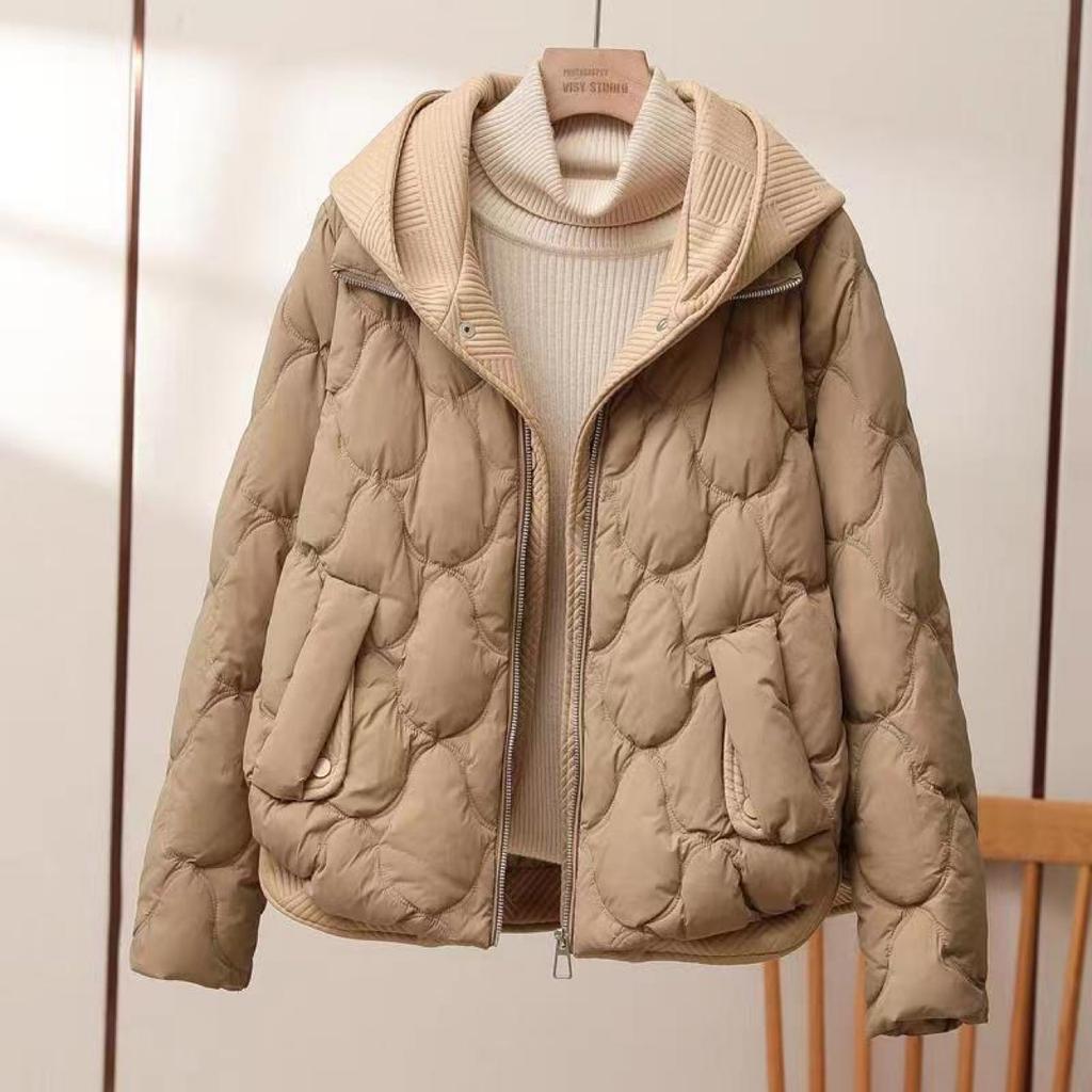 Damen Warme Parkas Mantel Oberbekleidung Damenbekleidung Fake Zweiteilige Baumwollwattierte Gesteppte Winterjacke Damen