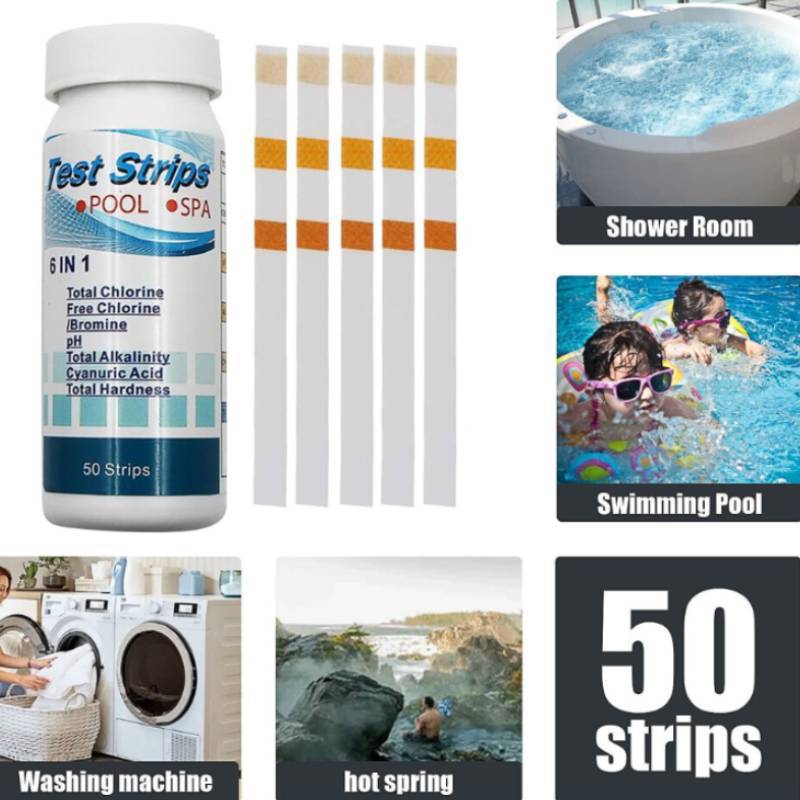 Pool Water Test Strips 6 In 1 Ph Chlorinity Hardness And Alkalinity For Home And Commercial Pools