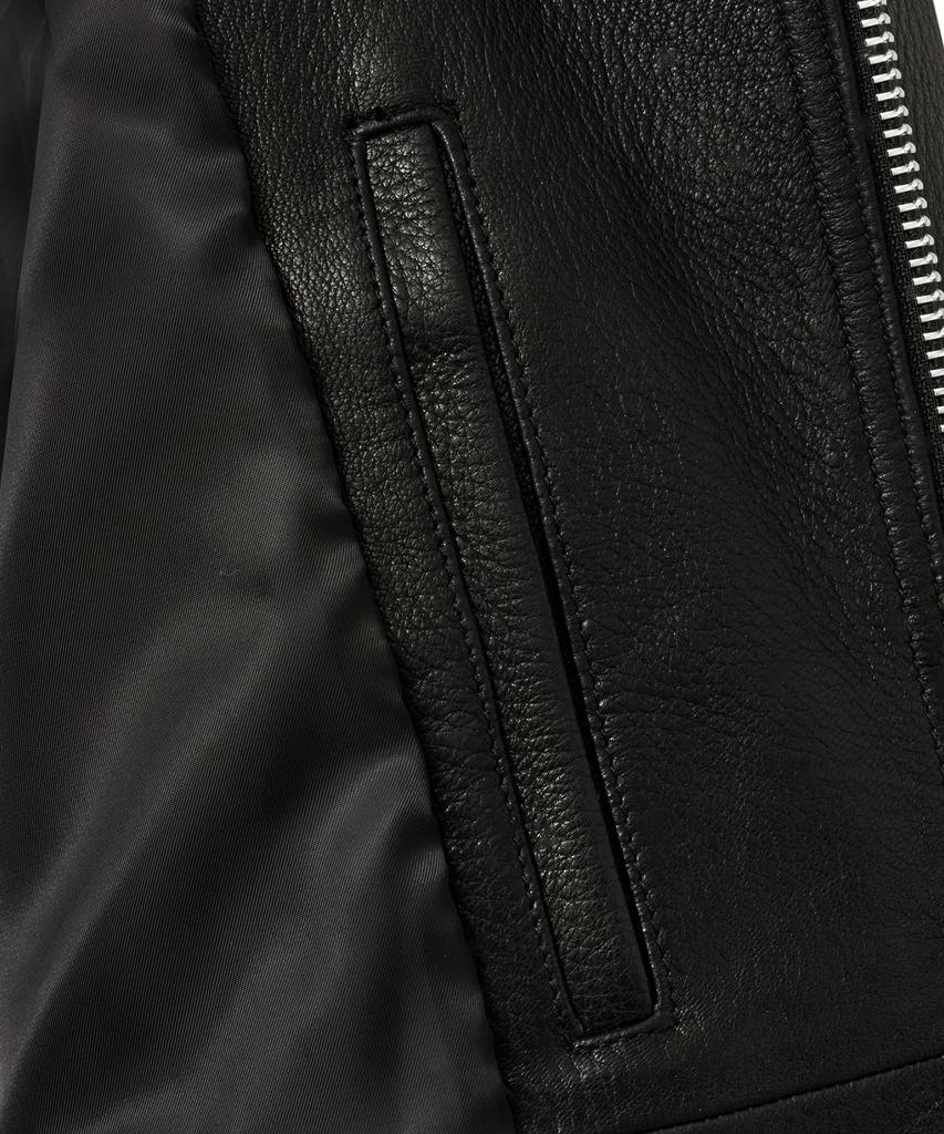 Noirer Goat Skin High-Neck Zip-Up Jacket (Black)
