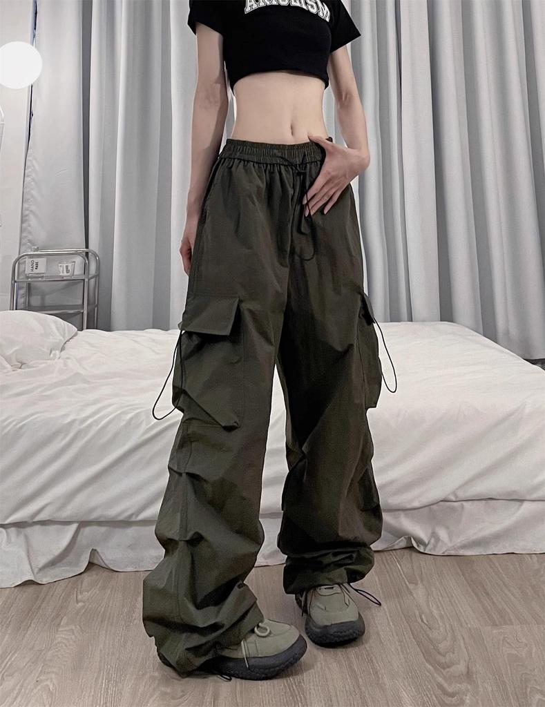 Dámské americké retro plisované jogger kalhoty se širokými nohavicemi - Hip hopový styl, ležérní a všestranné