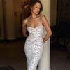 2025 Sexy Lace Splicing Tie-Up Backless Slim Fit Spaghetti Strap Dress for Women – European & American Summer Fashion