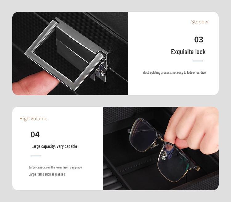Double Layer Carbon Fiber PU Watch & Jewelry Display Box