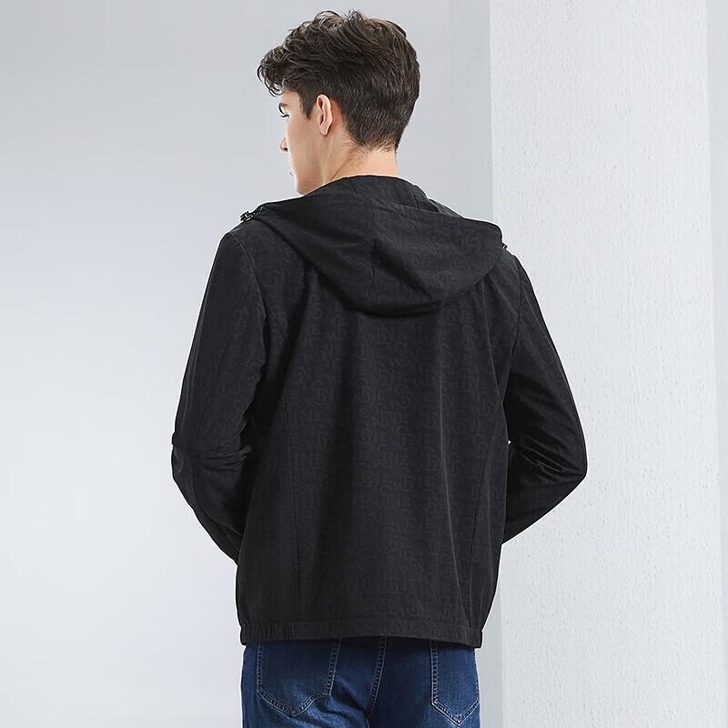 

Qipai Men s Four-Way Stretch Hooded Windproof Jacket with Letter Print 3XL