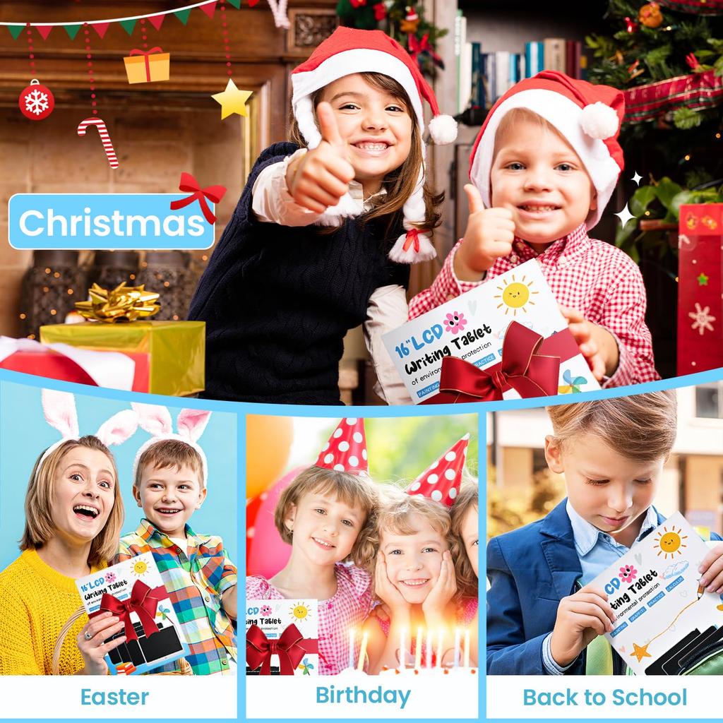 Cimetech Caderno Eletrônico de Desenho para Idades Perfeito para Meninos e Presentes Novos e de Férias Azul Placa de 16 polegadas, Crianças, 3-10, Meninas, Natal, Aniversários,