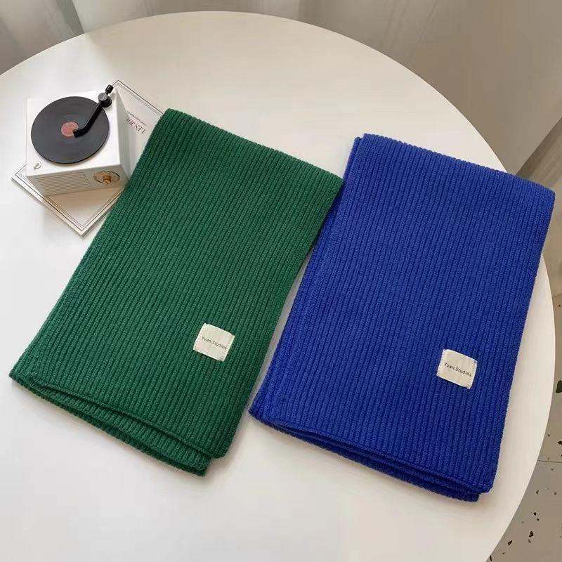 Solid Color Women Knitted Scarf Thicken Windproof Scarves Neck Cover Soft Thermal Neck Warmer