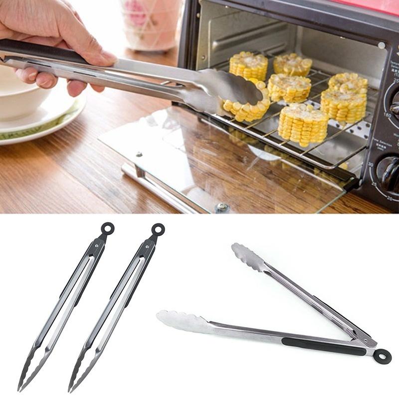 New 1Pcs Kitchen Tongs 25cm Stainless Steel Locking Kitchen Tongs