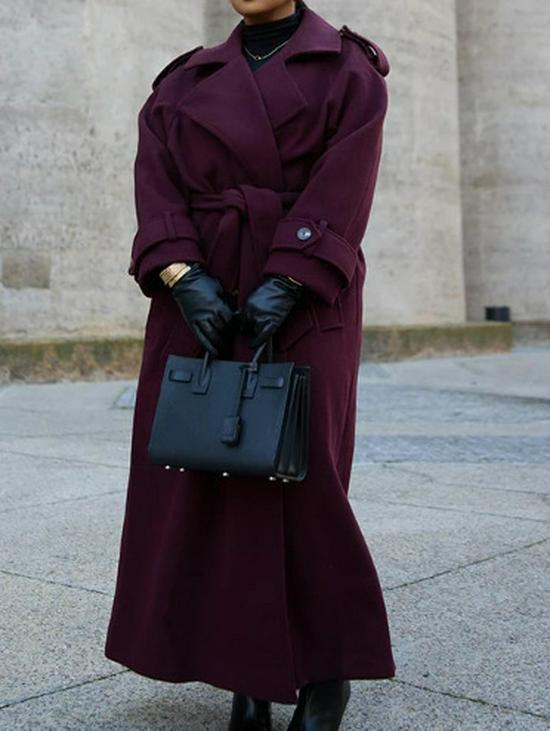 

Европейское и американское двубортное шерстяное тренч-пальто - Повседневное пальто для весны/осени Large