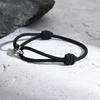 Black Milan Rope Bracelet for Men,Stainless Steel Double Ring Adjustable Bracelet,Trendy Jewelry Gift