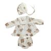 Infant Outfit Clothing Set 3-Pieces Suit 0-2Years Old Girls Dress Cap Shorts for Baby Girl Boy Organic Cotton Bear Print  For 18 To 24M