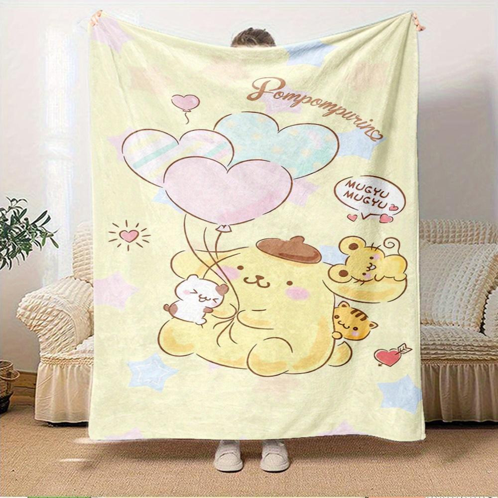 1pc Flannel Pompompurin, Cute, BalloonsThrow Blanket, Cartoon Truck Pattern Printed Blanket, Warm Cozy Soft Blanket For Couch Bed Sofa Car O