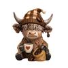 Yousheng 1/2Pcs Coffee Cup Highland Cow Figurine Coffee Bean Highland Cattle Resin Statue Sculpture Decoration Ornament Calf Lovers Gifts
