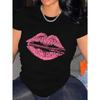 Elegant Specialty Women Clothing with Zipper Lip Print Design T-Shirt for Ladies Casual Wear Tshirt Clothing