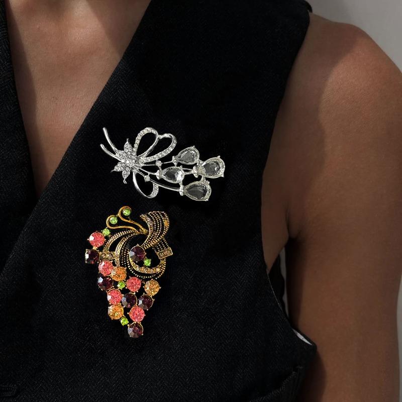 High-end Diamond-encrusted Temperament Elegant and Exquisite Brooch Female Atmosphere Brooch Autumn and Winter Versatile Accessories