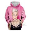 Nová módní dámská/pánská 3D potisk P!nk  Alecia Beth Moore  Mikiny Mikiny s kapucí Harajuku Mikiny Mikiny Vrchní díly Oblečení