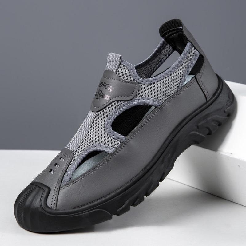 Summer Breathable Men's Bag Head Sandals Hollow Mesh Hole Shoes Outdoor Non-slip Lightweight Sports Leisure Beach Shoes