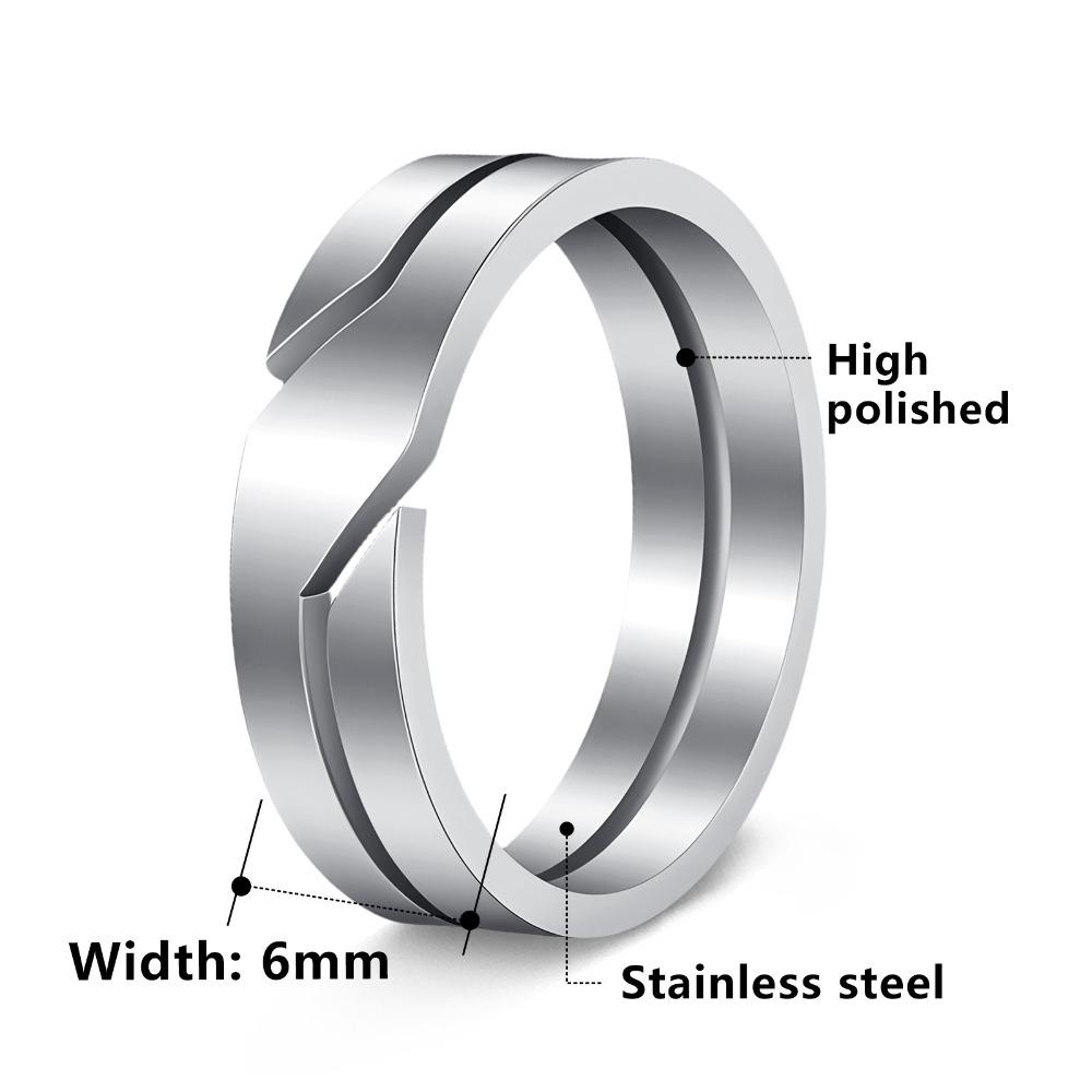 Punk Hip-hop Stainless Steel Geometry Hollowed-out Vacuum Electroplated Couple Rings for Women Men Simple Personality Jewelry