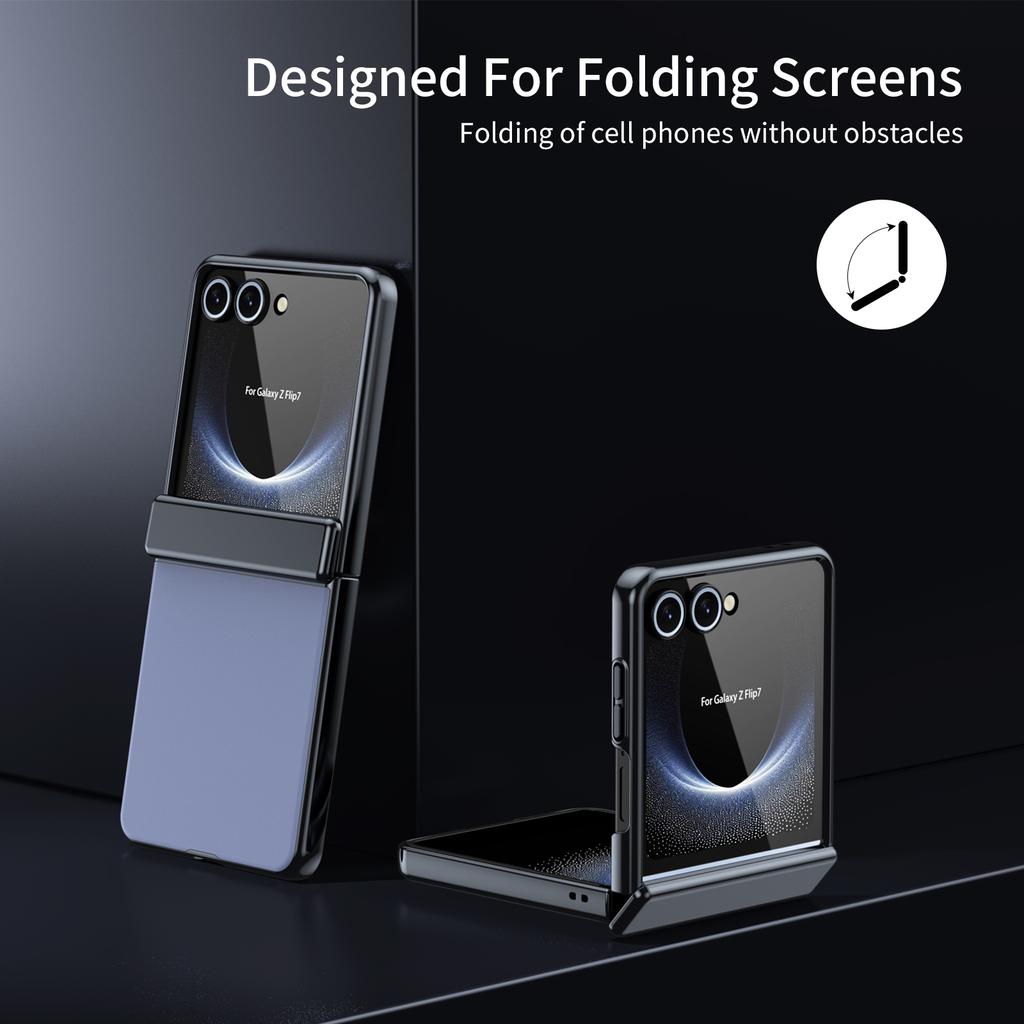 For Samsung Galaxy Z Flip 7 6 5 4 3 AG Matte Vacuum Plating Hinge Full Protective Glass Front Film Drop Resistant Phone Case