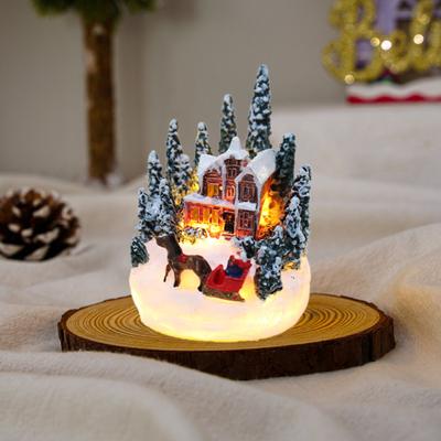 Weihnachtshaus-Ornament, Mikrolandschaft mit LED-Licht, Kunstharzhaus, schafft Atmosphäre, Resort-Dekoration für Weihnachten