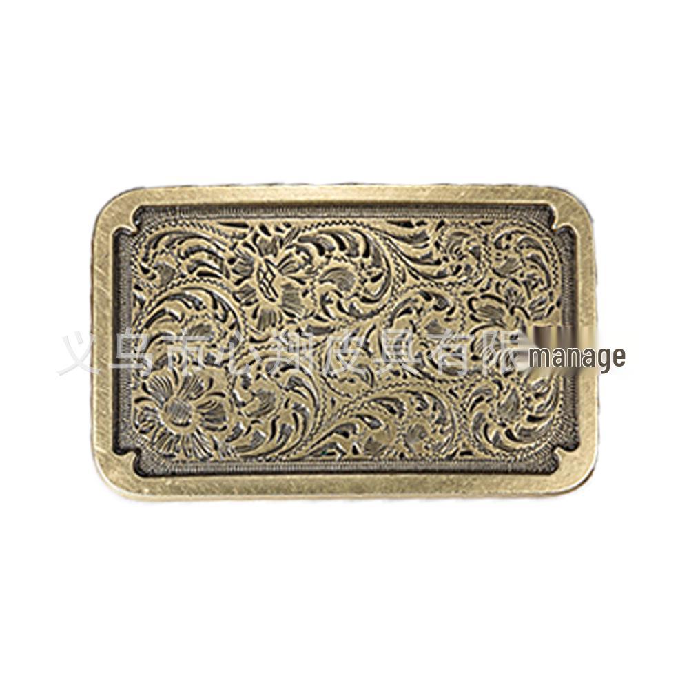 New Retro Square Versatile Zinc Alloy Unisex Belt Buckle with Random Messy Line Design