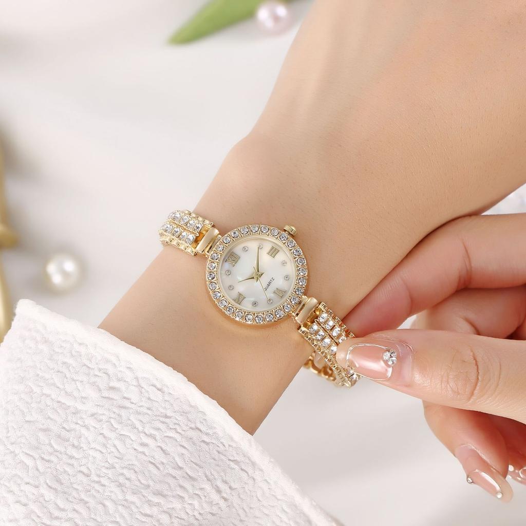 UTHAI W47 Fashion Light Luxury Temperament Women's Watch Round Diamond Clock Ladies Jewelry Versatile Wristwatch