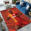 "Heroic Footballer In Red and Orange Gear" Patterned Carpet, Suitable As a Non Slip Play Mat for the Living Room and Bedroom Sofa