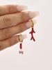 18k Gold-Plated Delicate Coral Red Bead Earrings with Stainless Steel for Women