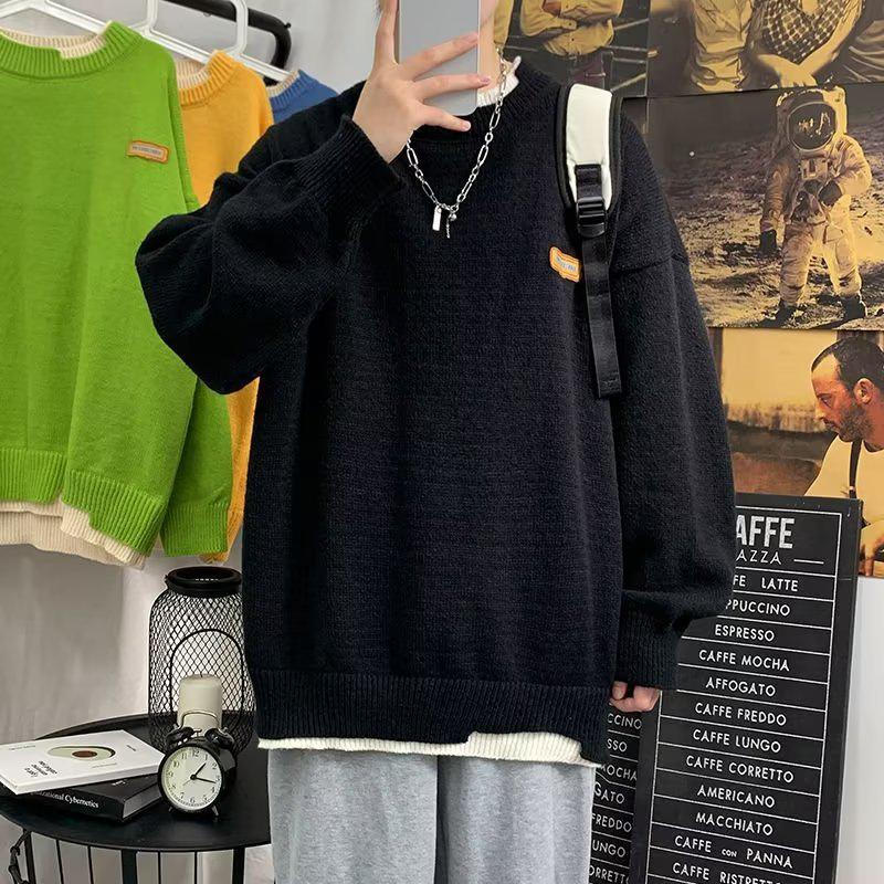 Men s Trendy Loose Knit Sweater - Warm Autumn/Winter Round Neck Pullover Cardigan 3XL