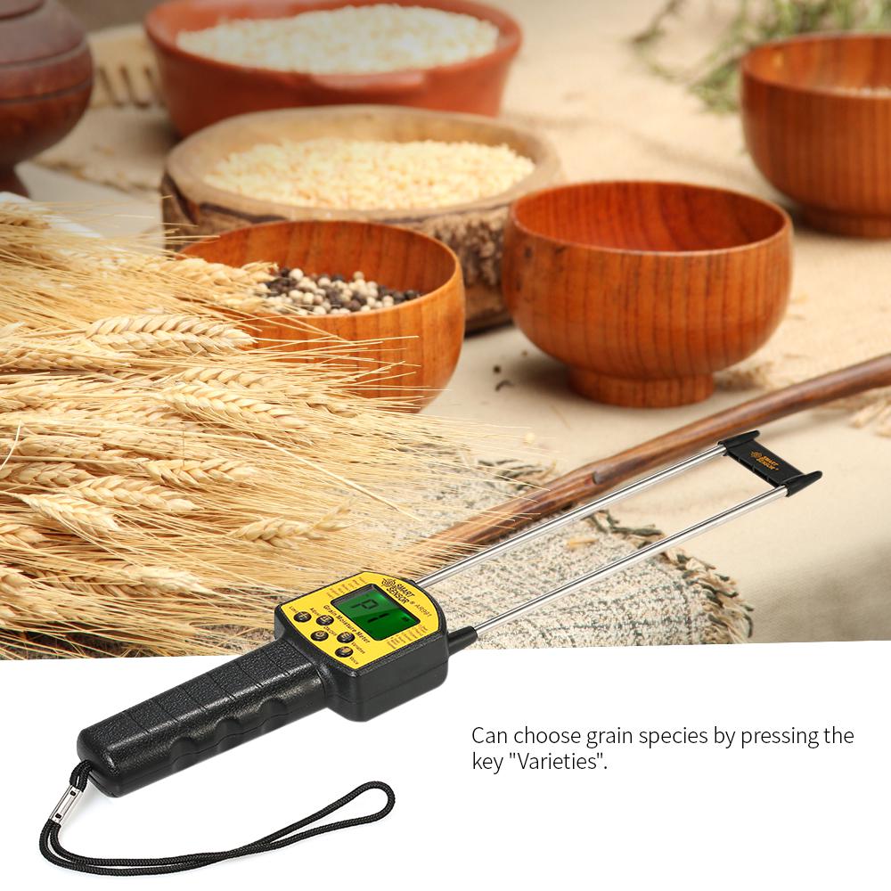SMART SENSOR Handheld Moisture Meter LCD Digital Grain Moisture Meter Hygrometer with Measuring Probe for Corn Wheat